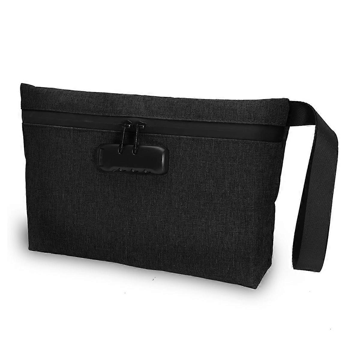 Money Bag with Lock, Lockable Cash Bag, Waterproof Bank Bag with Zipper and Lock for Cash, Cell Phone B