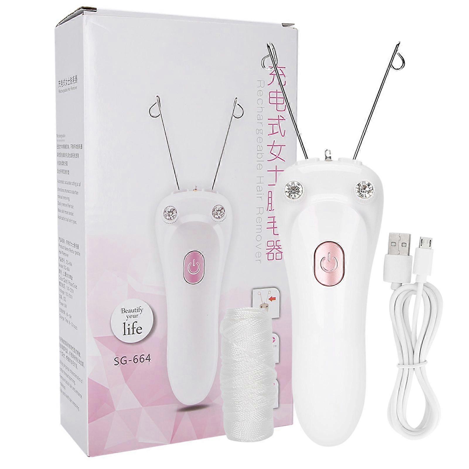 Electric threading epilator, USB charging, cotton thread epilator (host cotton thread USB cable) (pink)