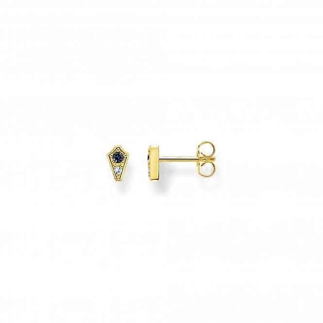 Sterling Silver Gold Plated Magic Stars Blue Ear Studs H2210-960-1
