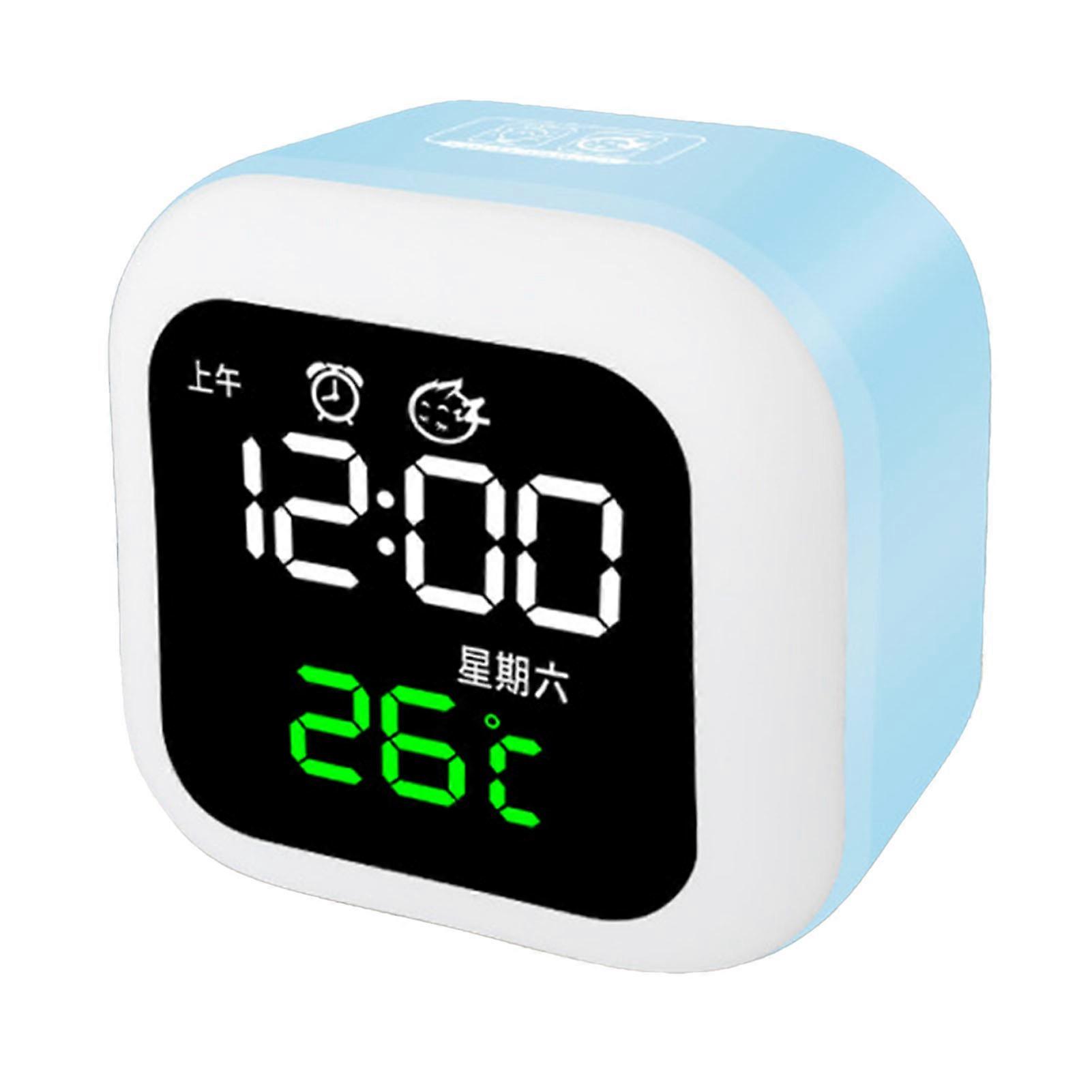 LED Alarm Light USB Rechargeable Mirror Design Adjustable Night Lamp Digital Clock with Battery