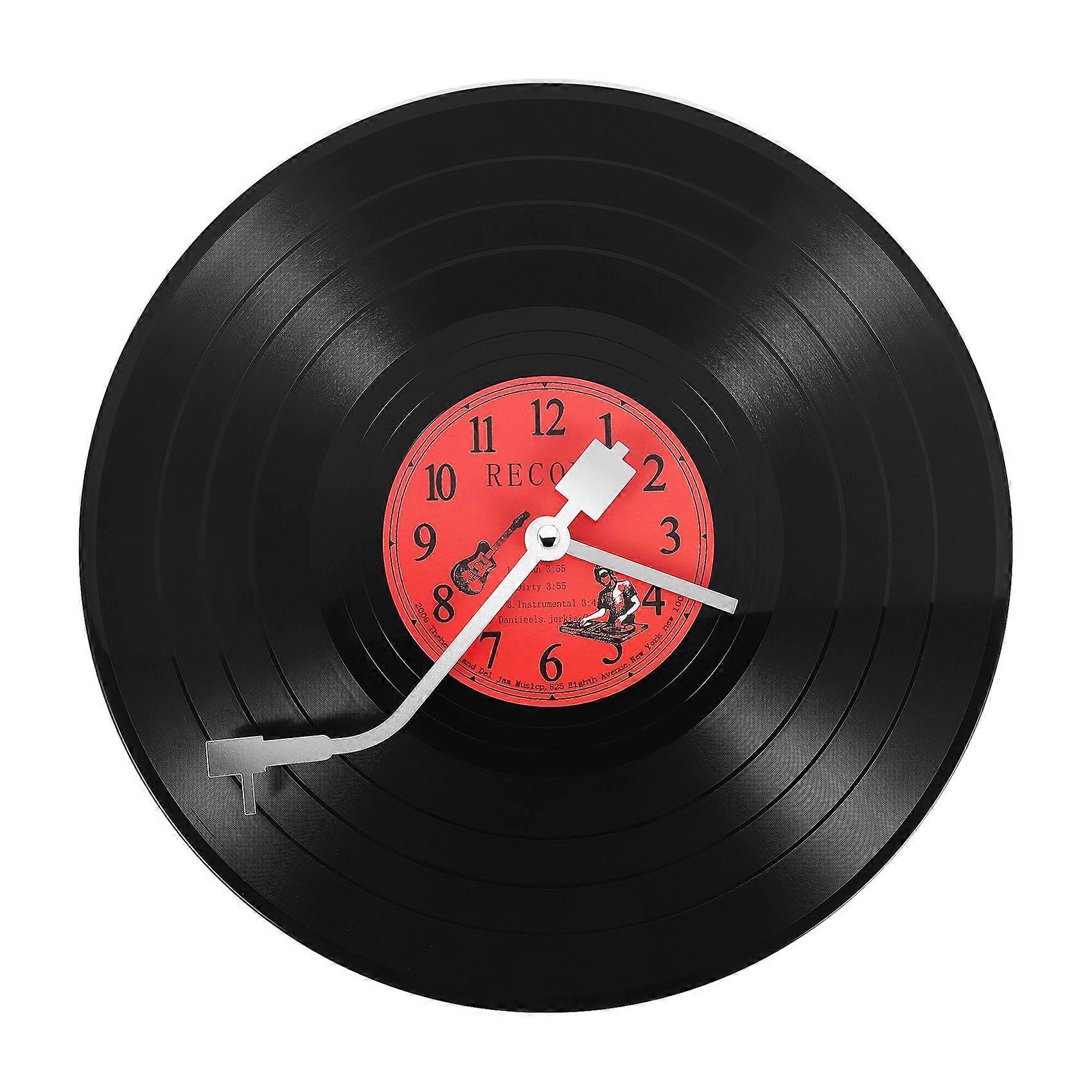European Retro Nostalgic Ultra-Quiet Clock Vinyl Record Personality Wall Clock Cafe Bar Decorative W