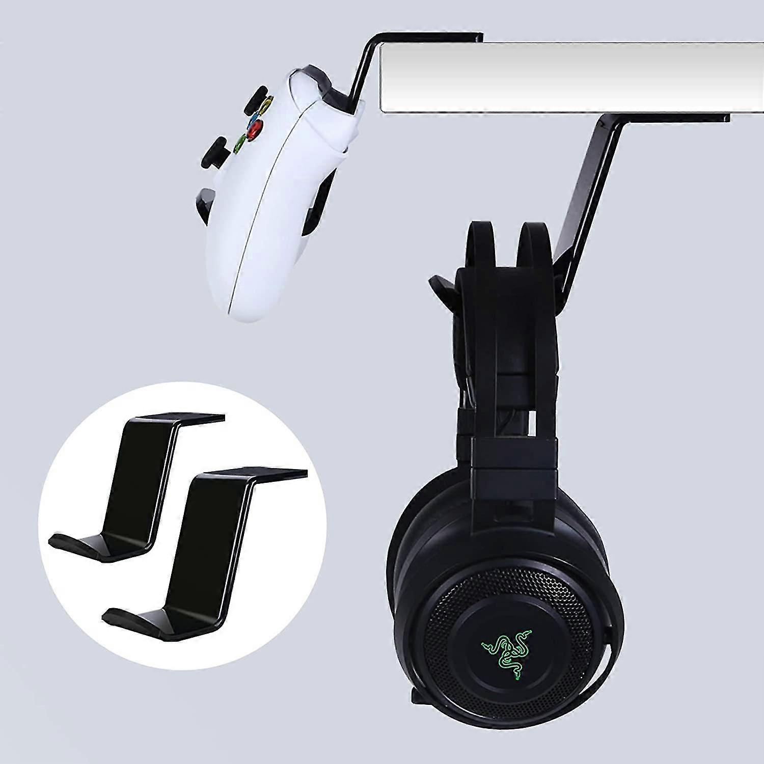 Under Desk & Desktop Controller Holder Stand (2 Pack) For Xbox One Ps4 Ps5 Steam Switch Pc, Universal Gamepad Controller