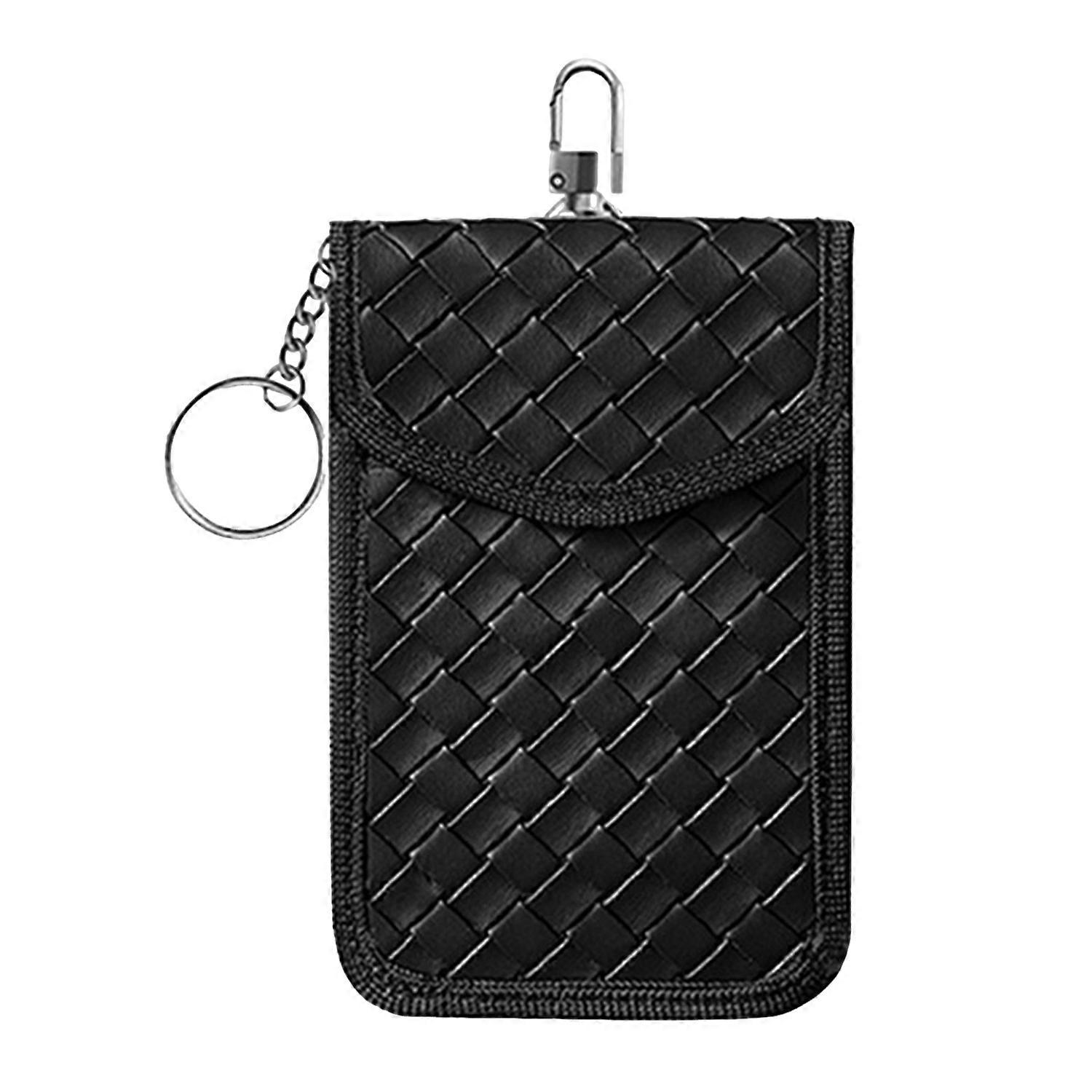 1Pc/2Pcs Key Fob Protector Carbon Fiber Car Key Shielding Bag RFID Blocking Security Anti-theft Car
