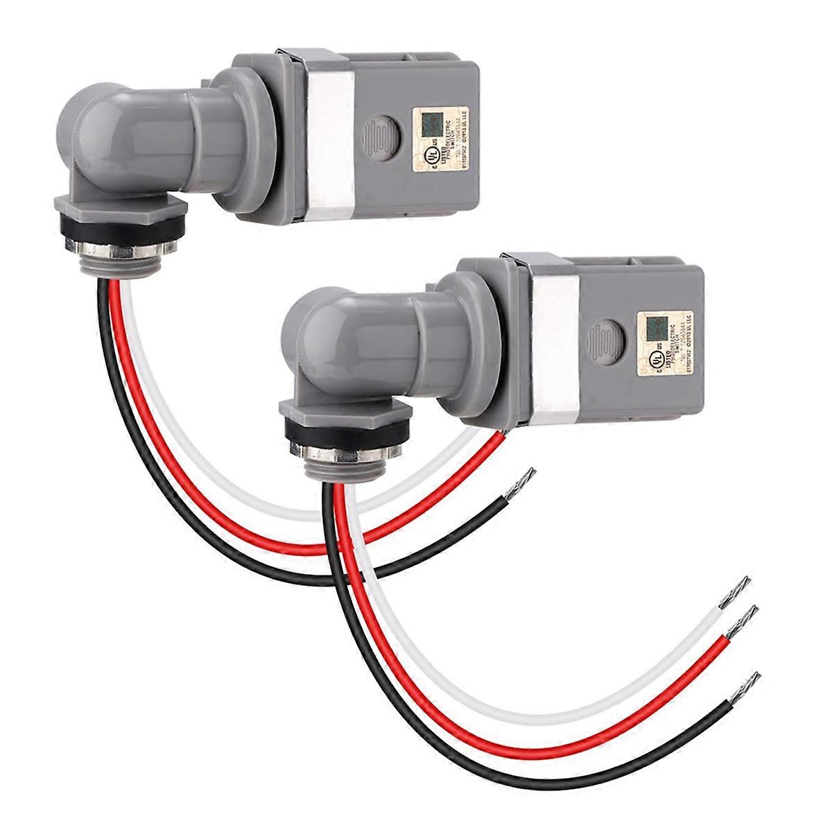 2 Packs Swivel Mount Photocontrol Outdoor Photocell Sensor with Stem,