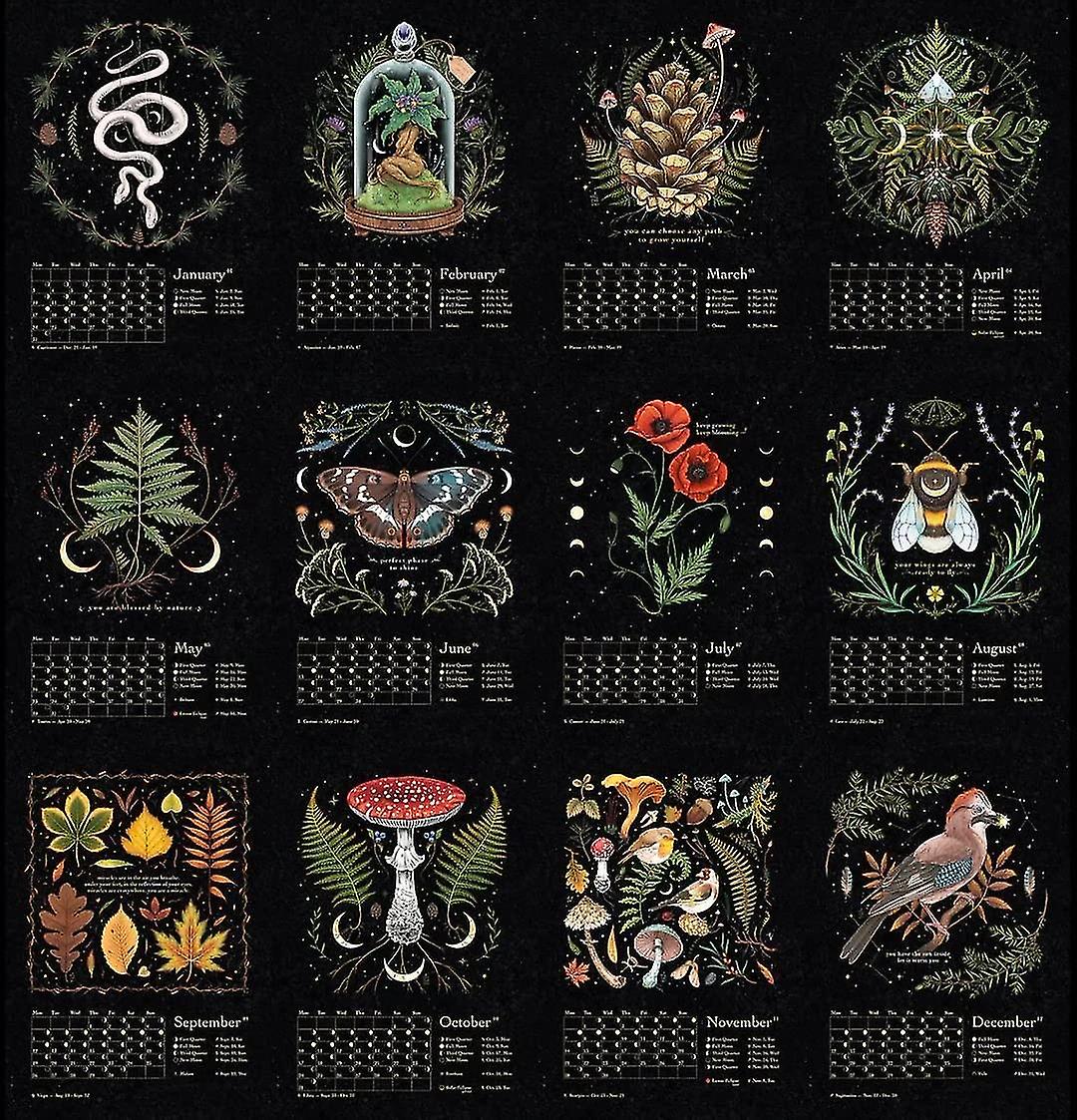 dark-forest-lunar-calendar-2022-vierkante-kalender-2022-bloemen-21x29