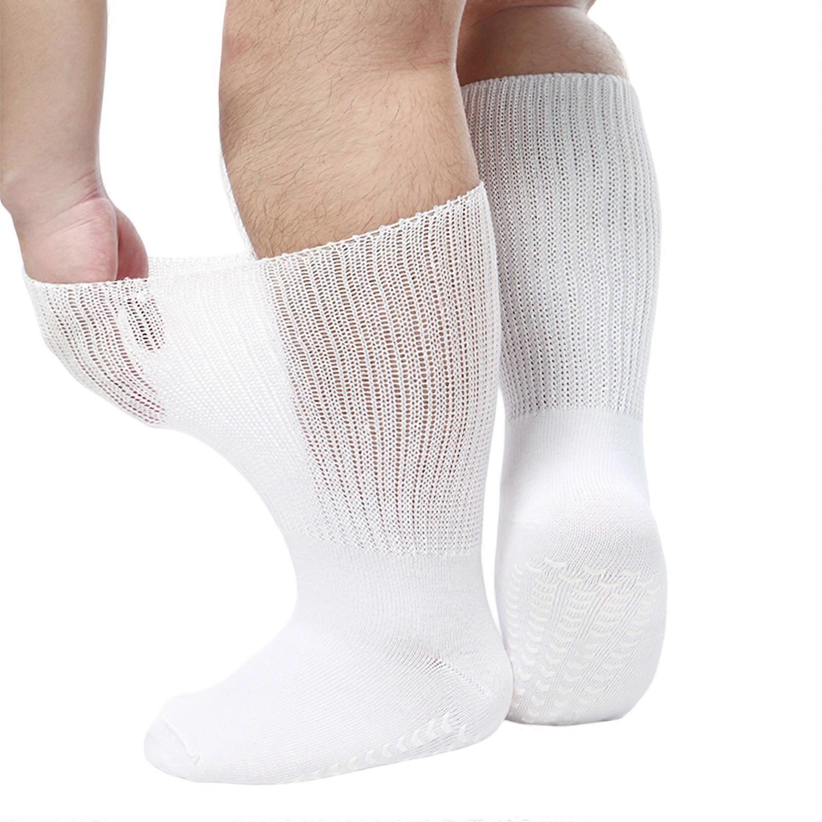 Chaussettes extra larges pour les pieds enflés 1 paire de chaussettes d’hôpital bariatriques, chaussettes antidérapantes pour diabétiques lymphœdème pour femmes hommes