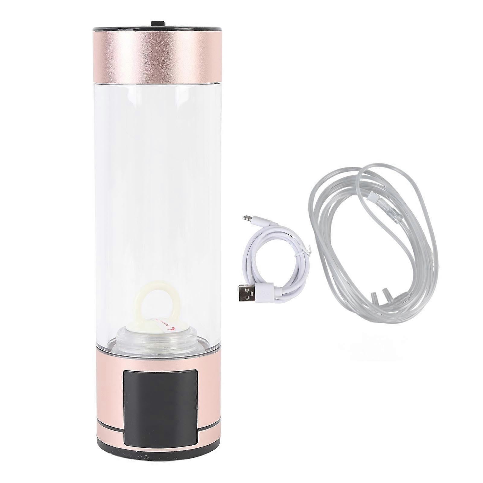Hydrogen Water Bottle 400ml 2 Modes Type C 5V Sealed Portable Hydrogen Water Ionizer Machine for Daily Use Gold
