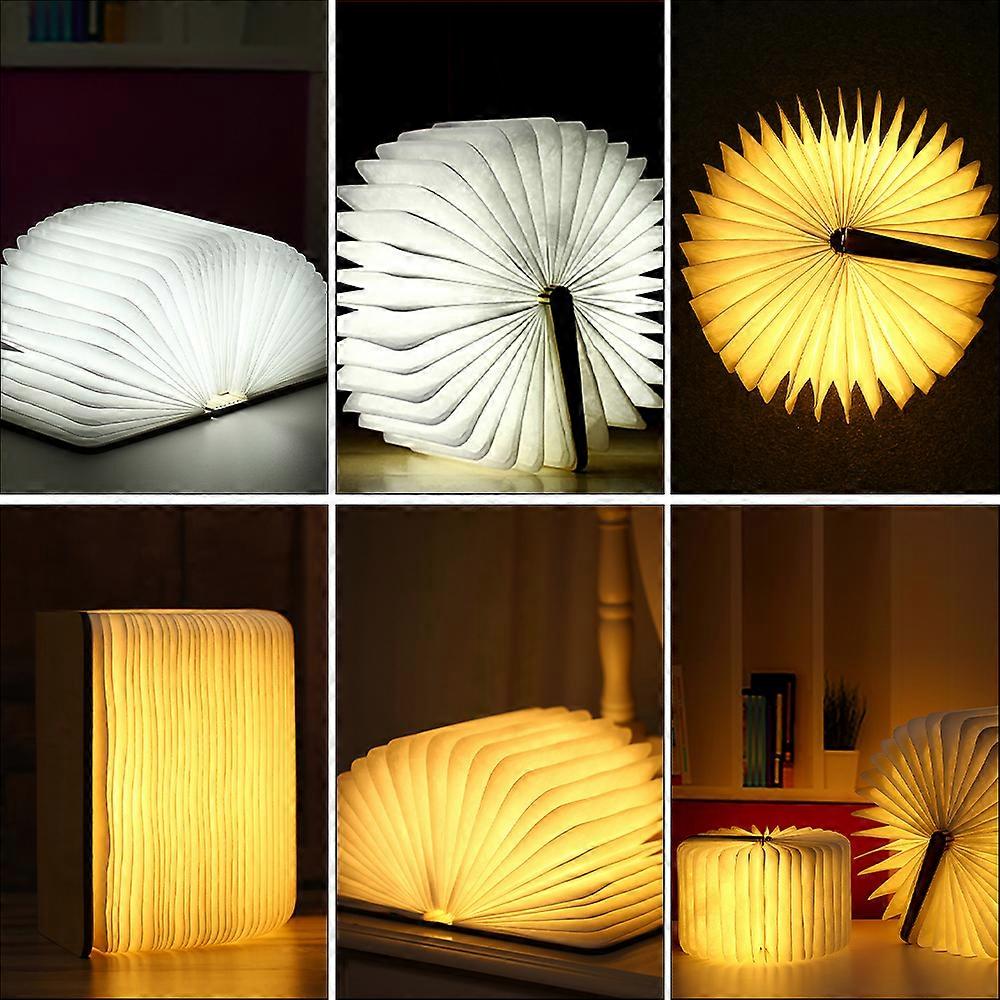 Folding Book Lamp Portable Desk Night Light Book LED Paper Lantern USB Rechargeable 3 Color Light