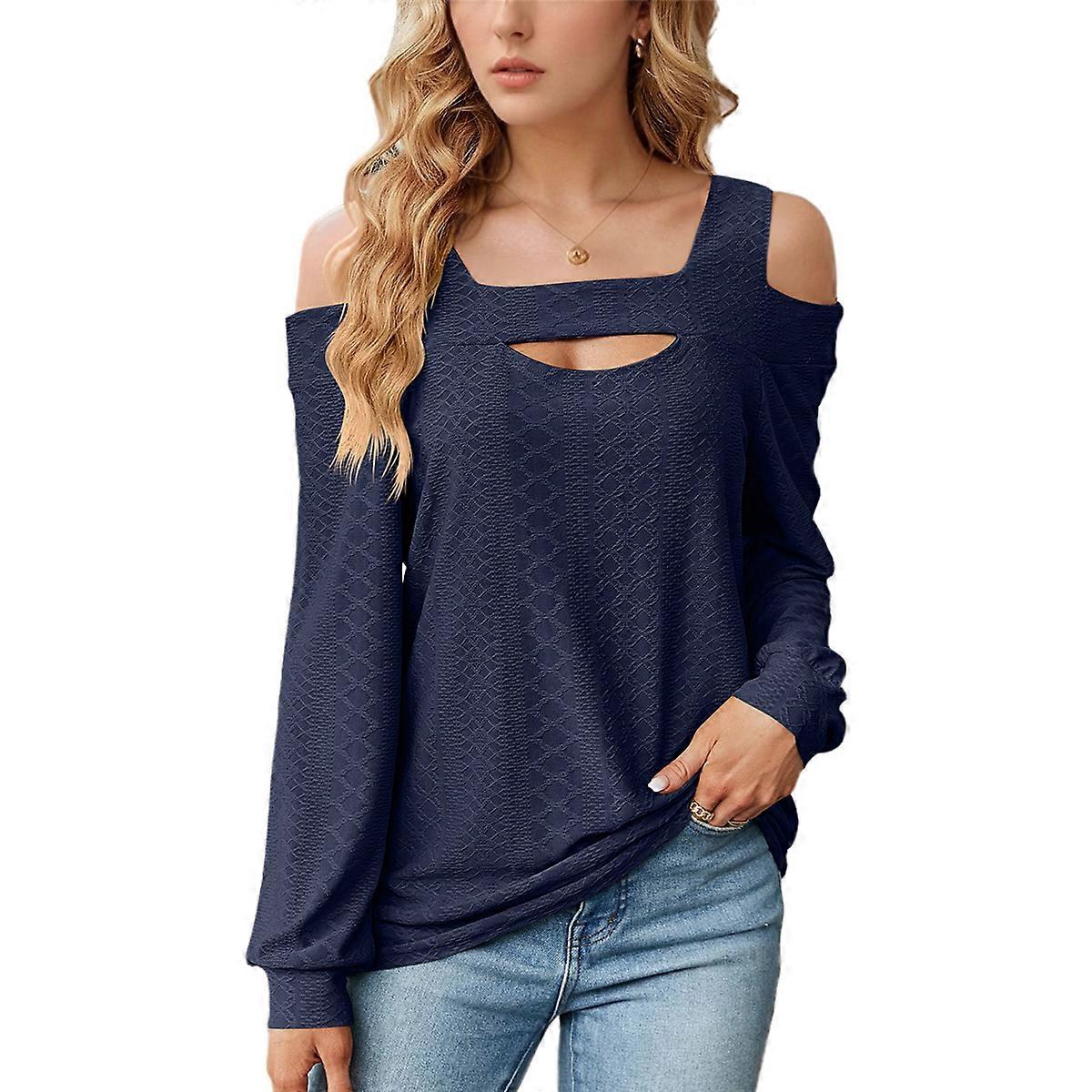 Femmes Été Col Carré Bleu Marine XL