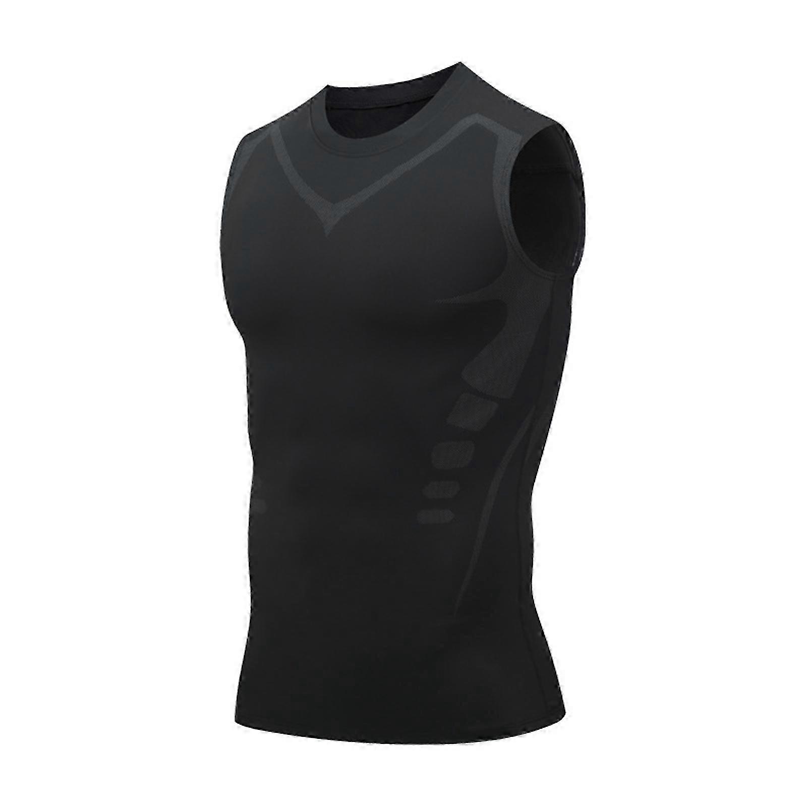 Men's Body Shaper Vest with Ionic Shaping and Quick-Dry Sleeveless Elastic Top for Enhanced Physical Form