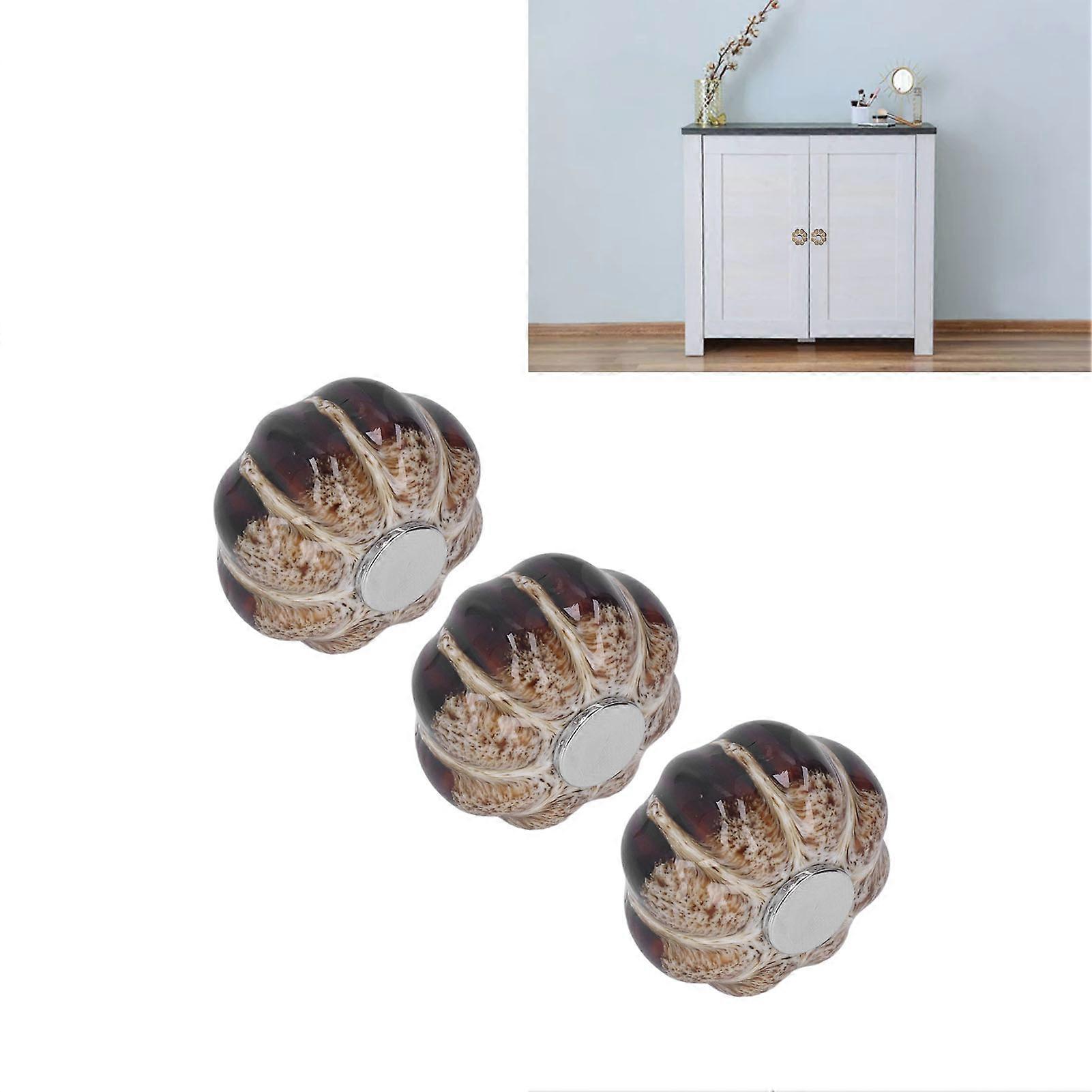 3 Pcs Ceramic Pumpkin Door Pull Handles 4x4x3cm Silver Set