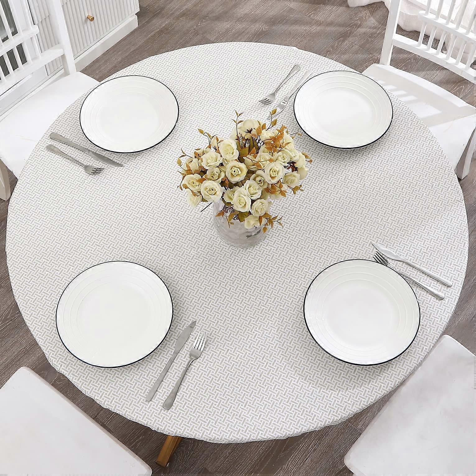Oilproof Stain Resistant Wipeable Tablecloth for Round Table 45"-56"