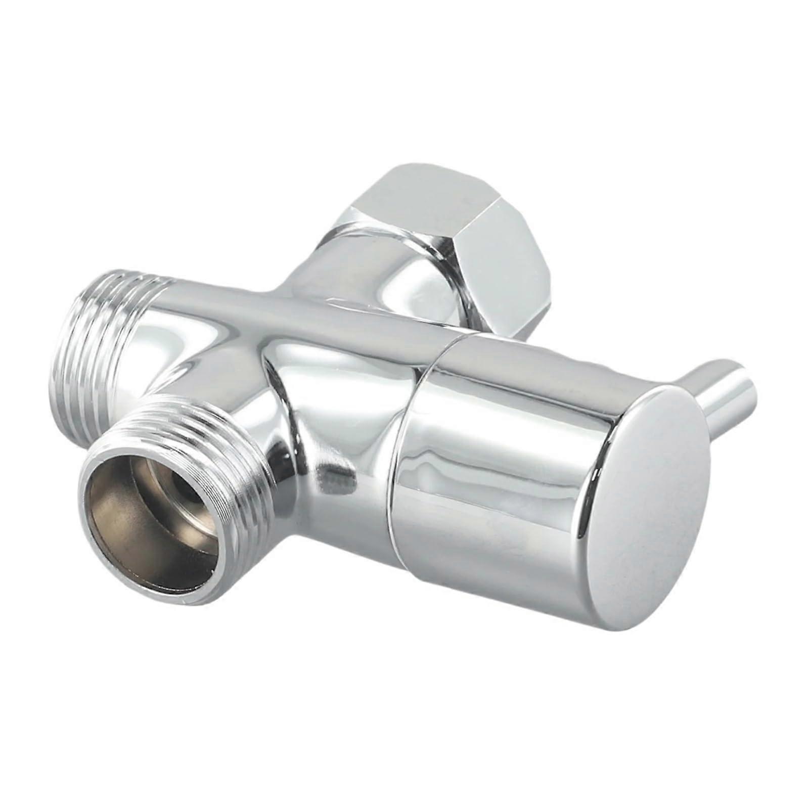 Brass Switch Faucet Adapter Kitchen Sink Splitter Diverter Valve Water Tap 3 Way Tee Connector, Silver