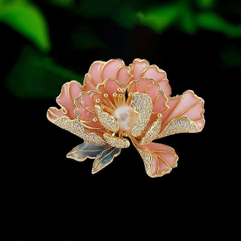 Freshwater Pearl National Style Peony Brooch Elegant Temperament Chinese Style Coat Hanfu Cheongsam Accessories Corsage