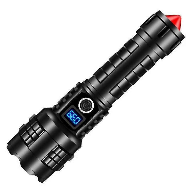 Intense Light Tactical Flashlight A06 Black Spike - Rechargeable Waterproof Zoom Flashlight for Camping, Hunting, and Hiking