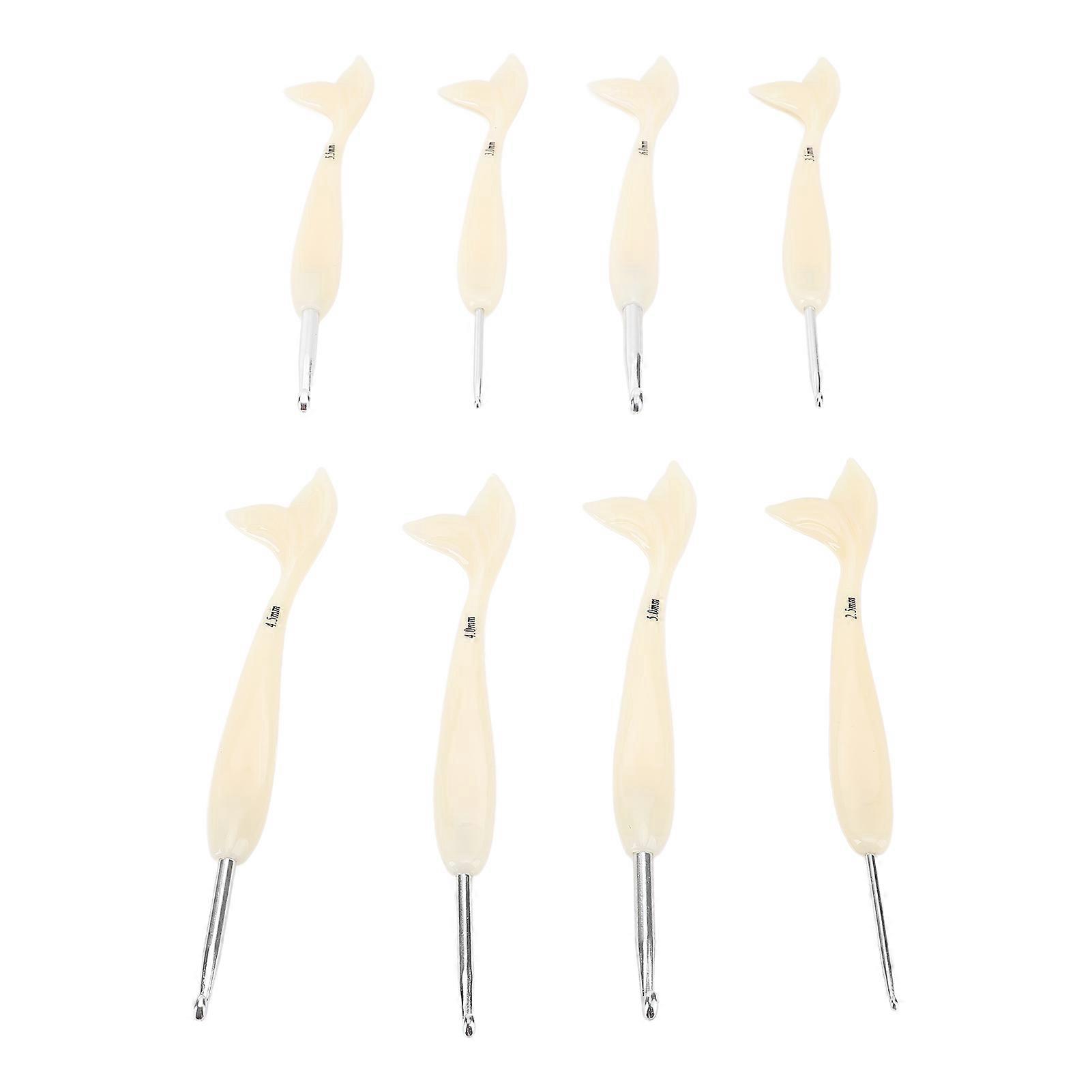 8Pcs Ergonomic Crochet Hook Set 2.5mm-6.0mm White ABS Handle