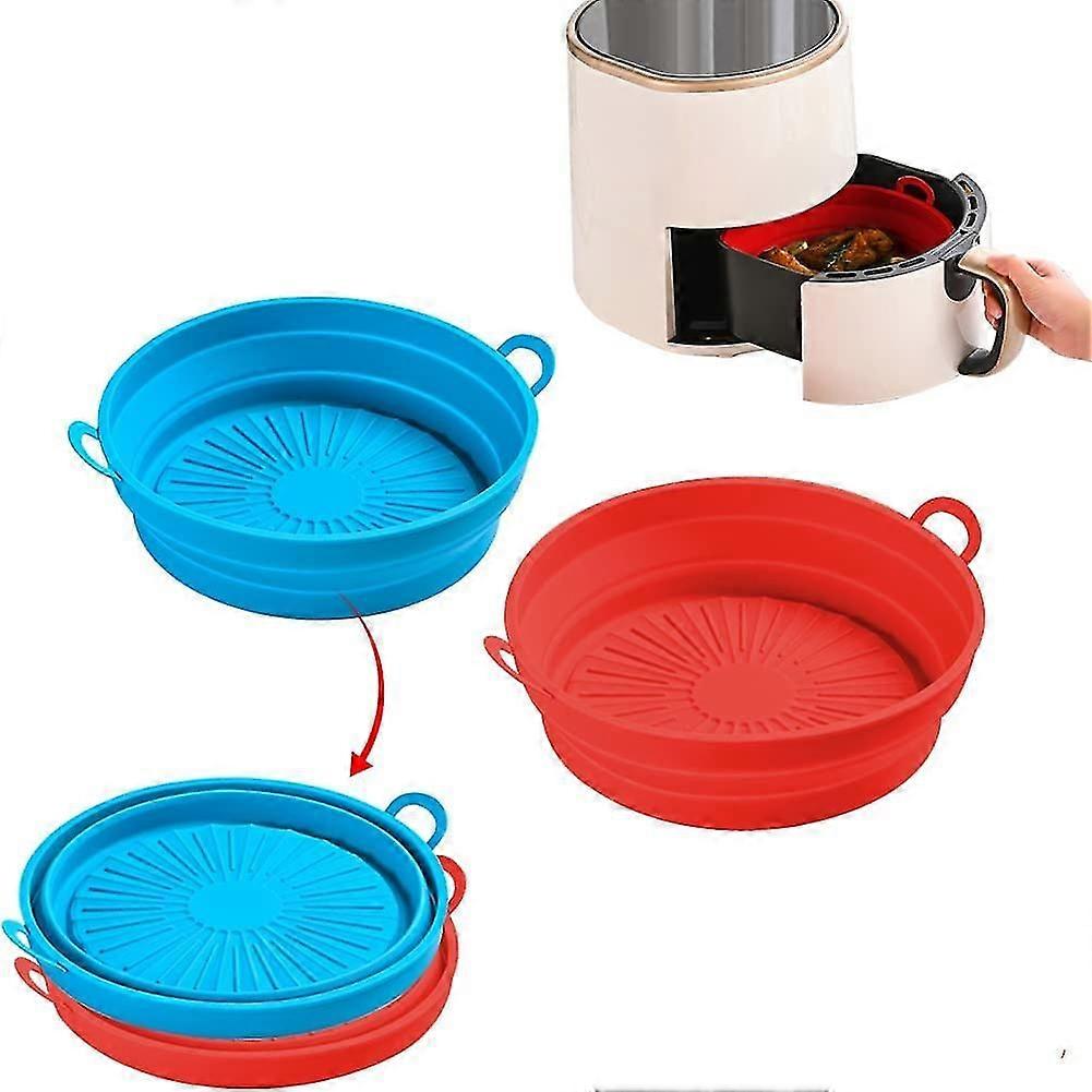 Forros de silicone da fritadeira, 2 peças atualizam cestas dobráveis de 7,5 polegadas/ 8,5 polegadas de silicone redondo