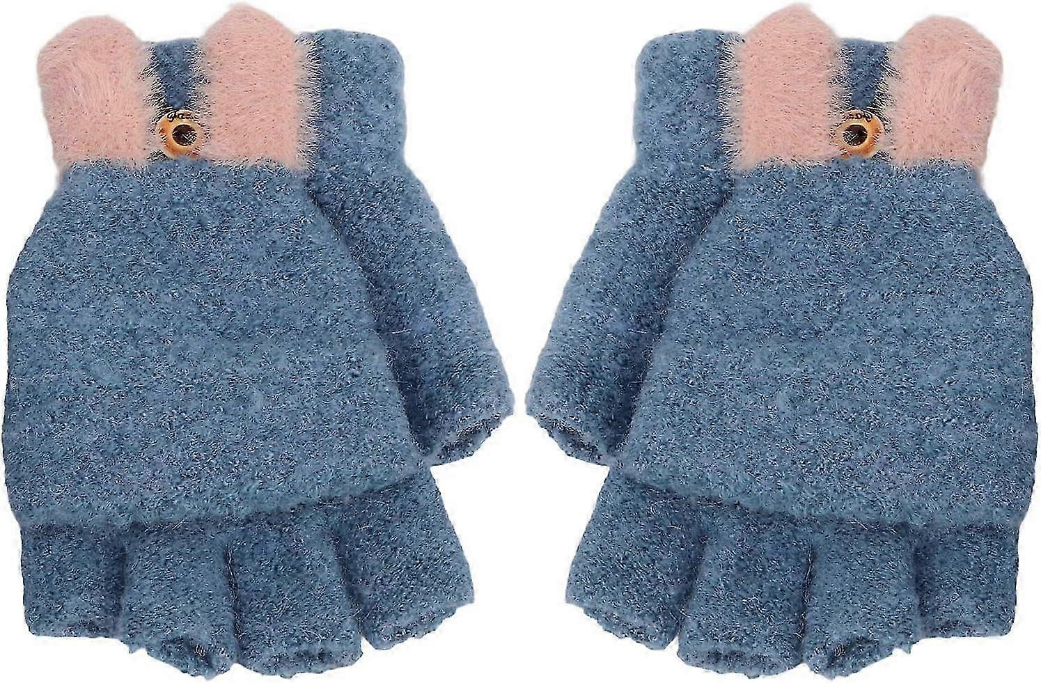 Mysiga USB-uppvärmda kaninöronvantar för vintervärme