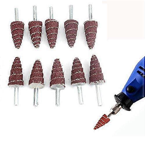 20Pcs 6x16mm Mounted Point Cone Shape Sandpaper Deburring Sanding Polishing Flap Wheel 80 Grit