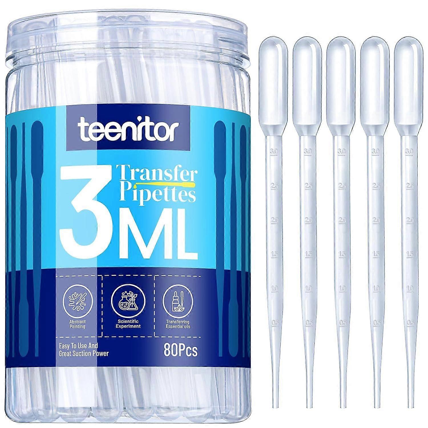 Haute qualité tout neuf 80PCS 3ML Pipette Compte-gouttes, Compte-gouttes, Jetable