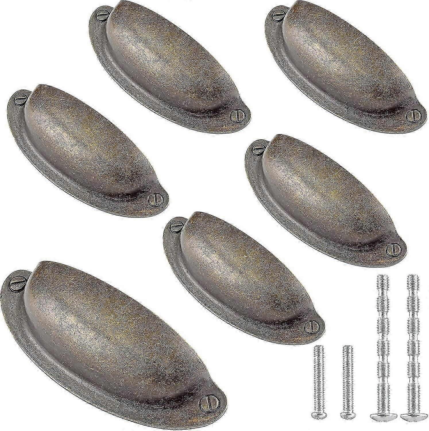6pcs 3.5" cup drawer pull antique bronze drawer knobs pull handle metal cup pull, vintage shell pu p
