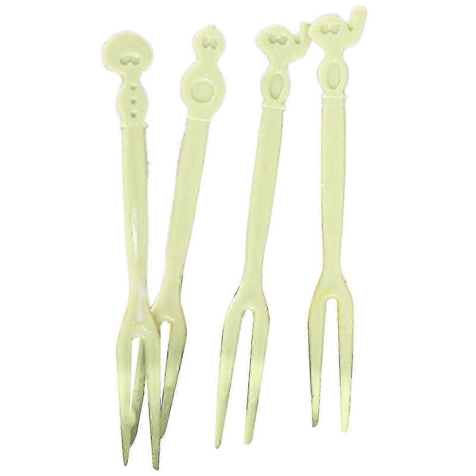 50pcs Thickened Bento Fruit Forks Non-slip Two Tooth Cute Food Sticks for Home Meal Prep and Snack Serving with Safe Design