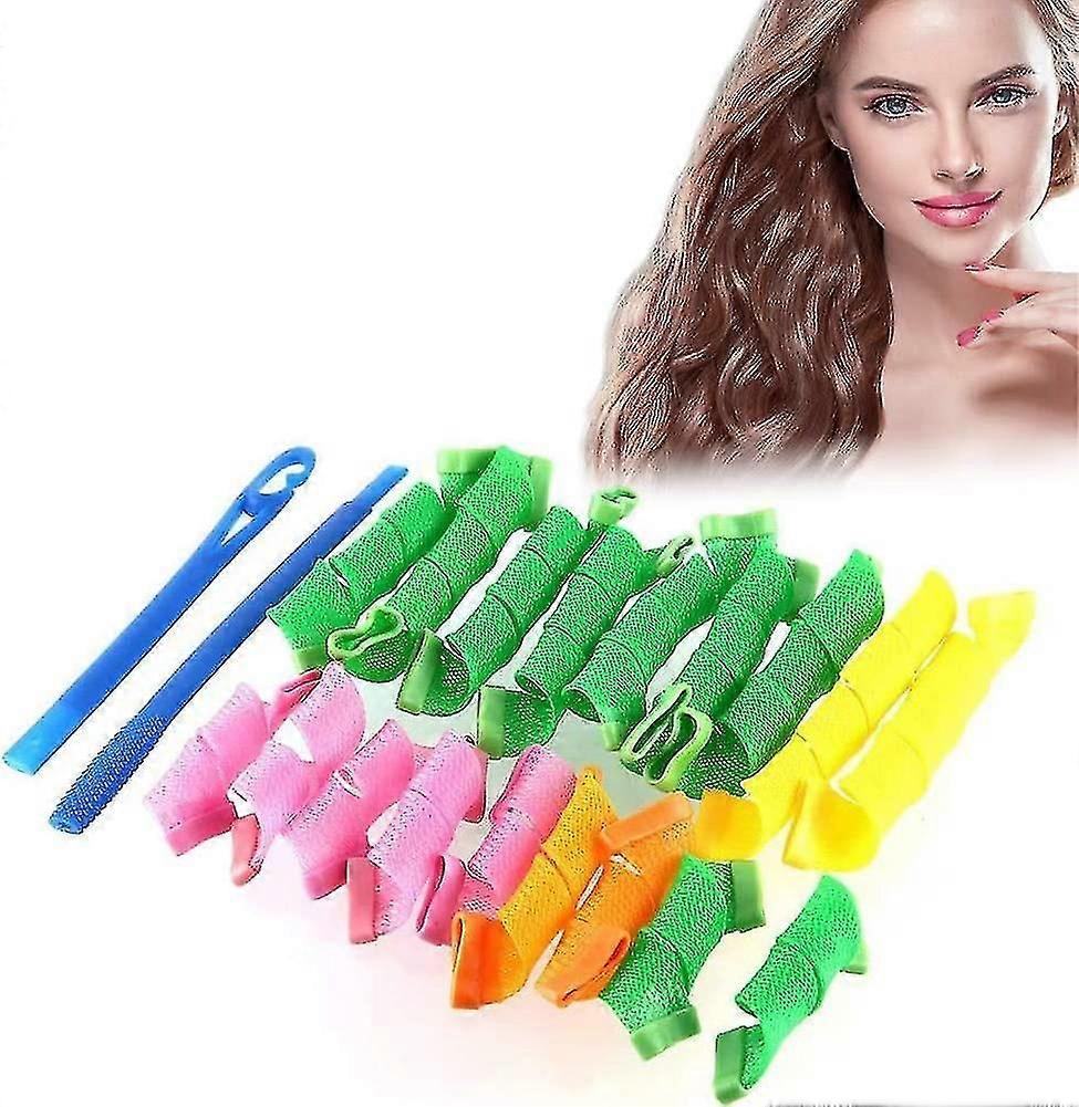 18pcs Manual Hair Curlers, Heatless Curls Hair Curlers, Spiral Curling Hair Styling Kit,hair Curlers Set With Styling Hooks