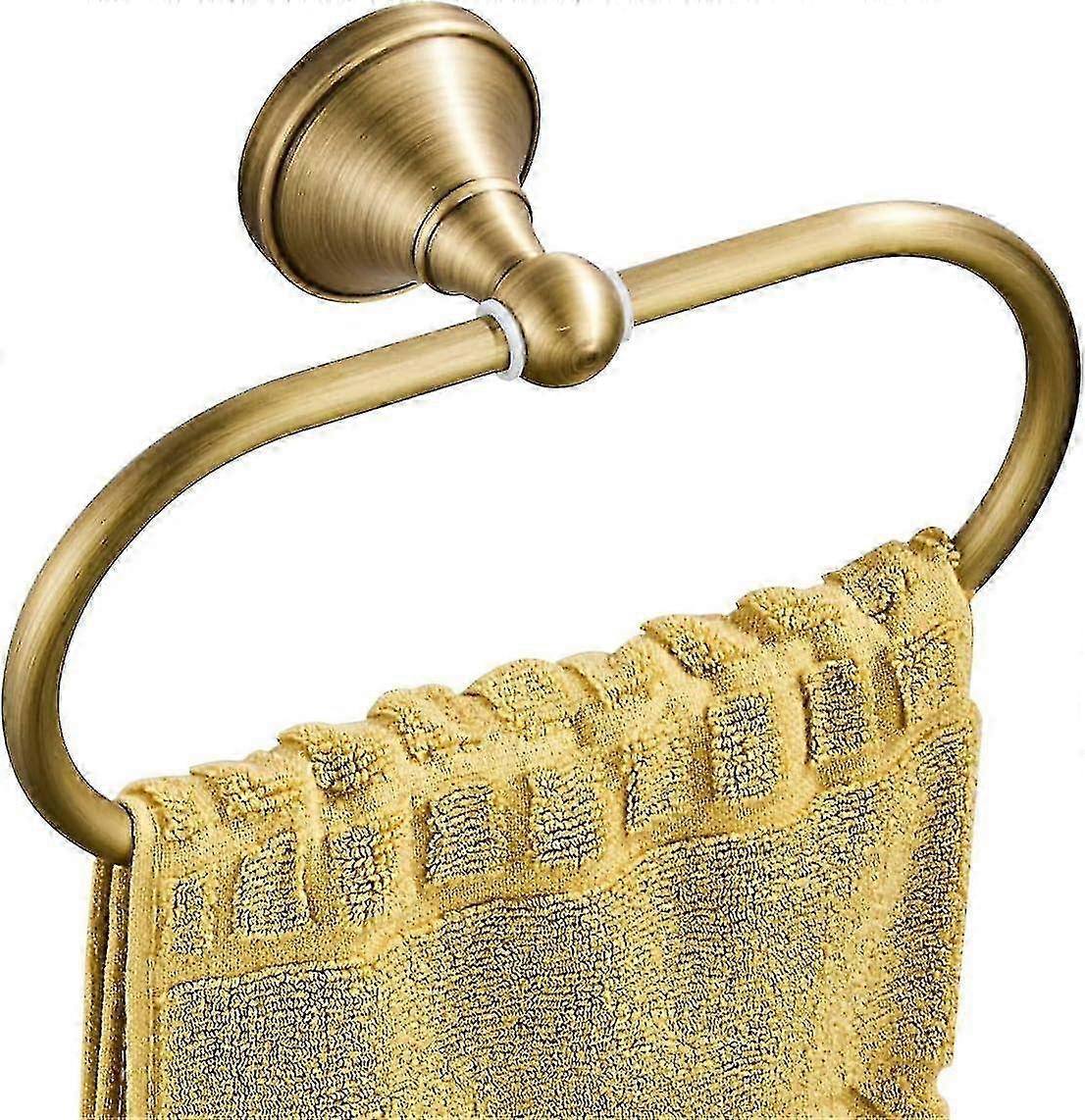 Antique Brass Oval Towel Ring - Wall Mounted Bathroom & Kitchen Accessory