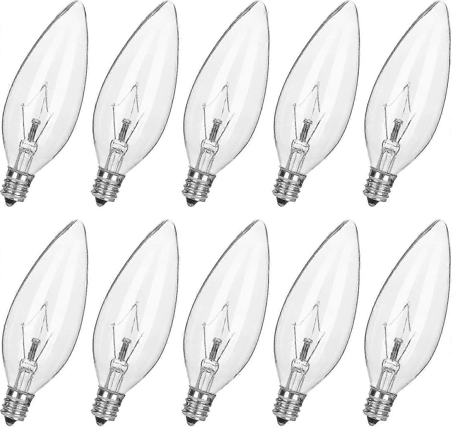 10 Pack 60W 120V E12 Base B10 CTC Incandescent Clear Light Bulbs