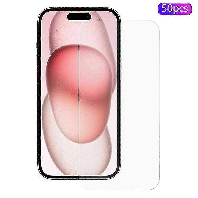 50Pcs Tempered Glass Screen Protector for Suitable Brand iPhone 15 Not Full Coverage