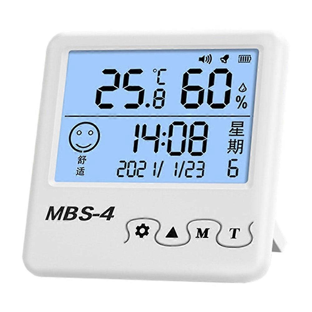 MBS-4 Digital Hygrometer Thermometer High Precision Meter with Clock for Indoor Use