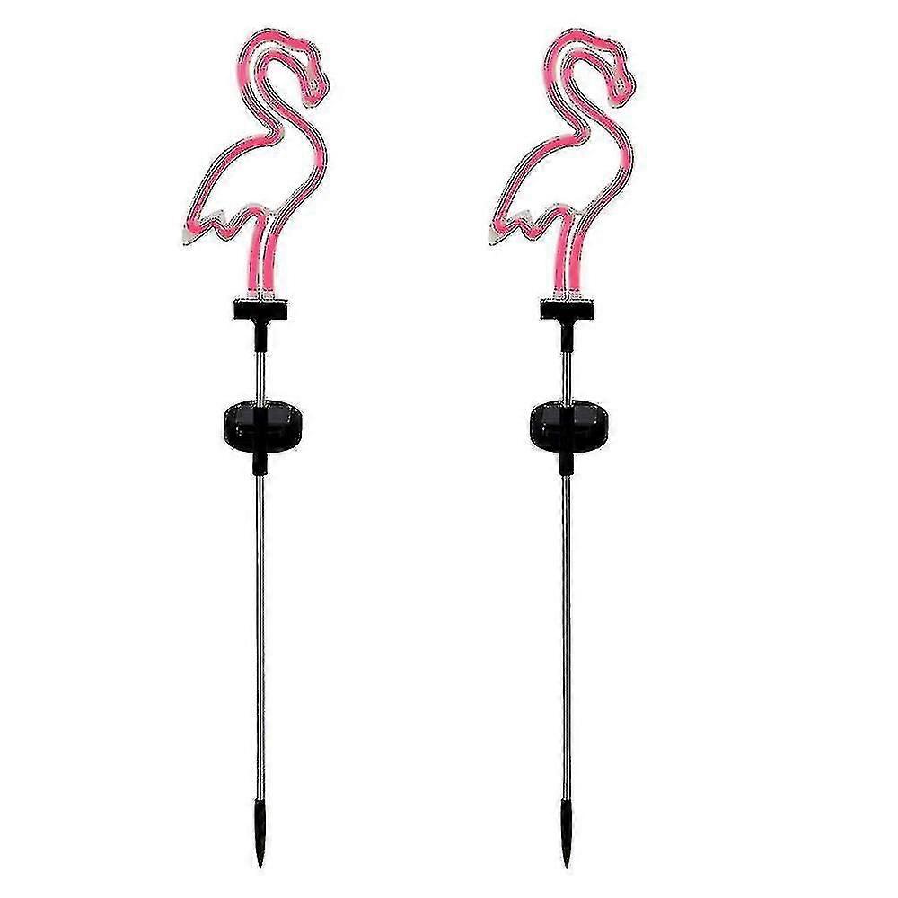 2パックピンクネオンフラミンゴソーラーガーデンライト屋外ソーラーパスライト芝生ヤード歩道用