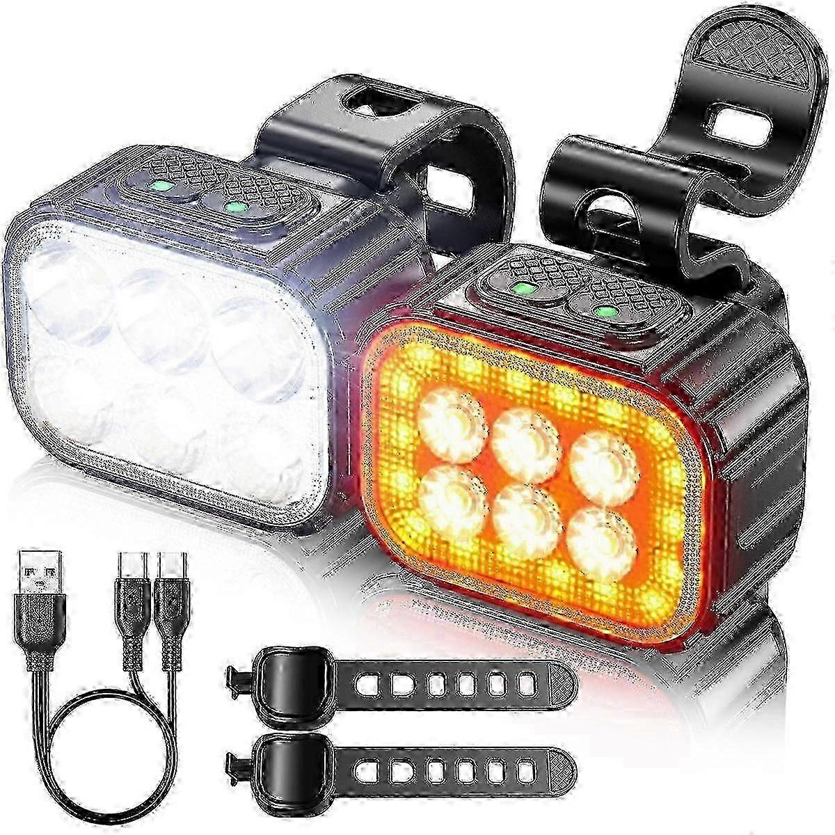 USB Rechargeable Bike Light Set Front and Rear LED Rear Tail Lights