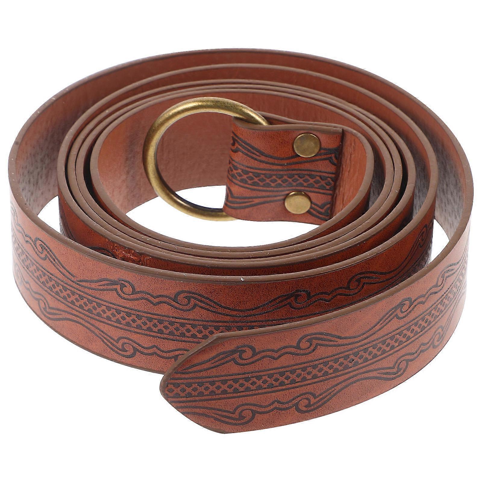 Vintage Style Long Deep Embossed Waist Belt for Men – Medieval Renaissance Costume Accessory for LARP and Themed Events