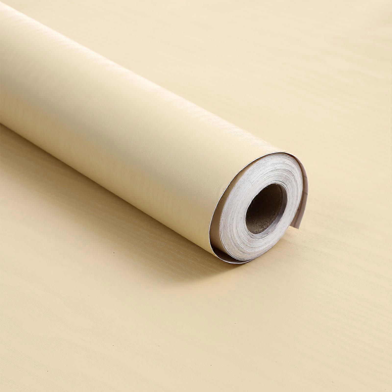 Stick On Wallpaper Light Yellow 60cm x 10m PVC Roll for Living Room Bedroom Bathroom 1 Roll