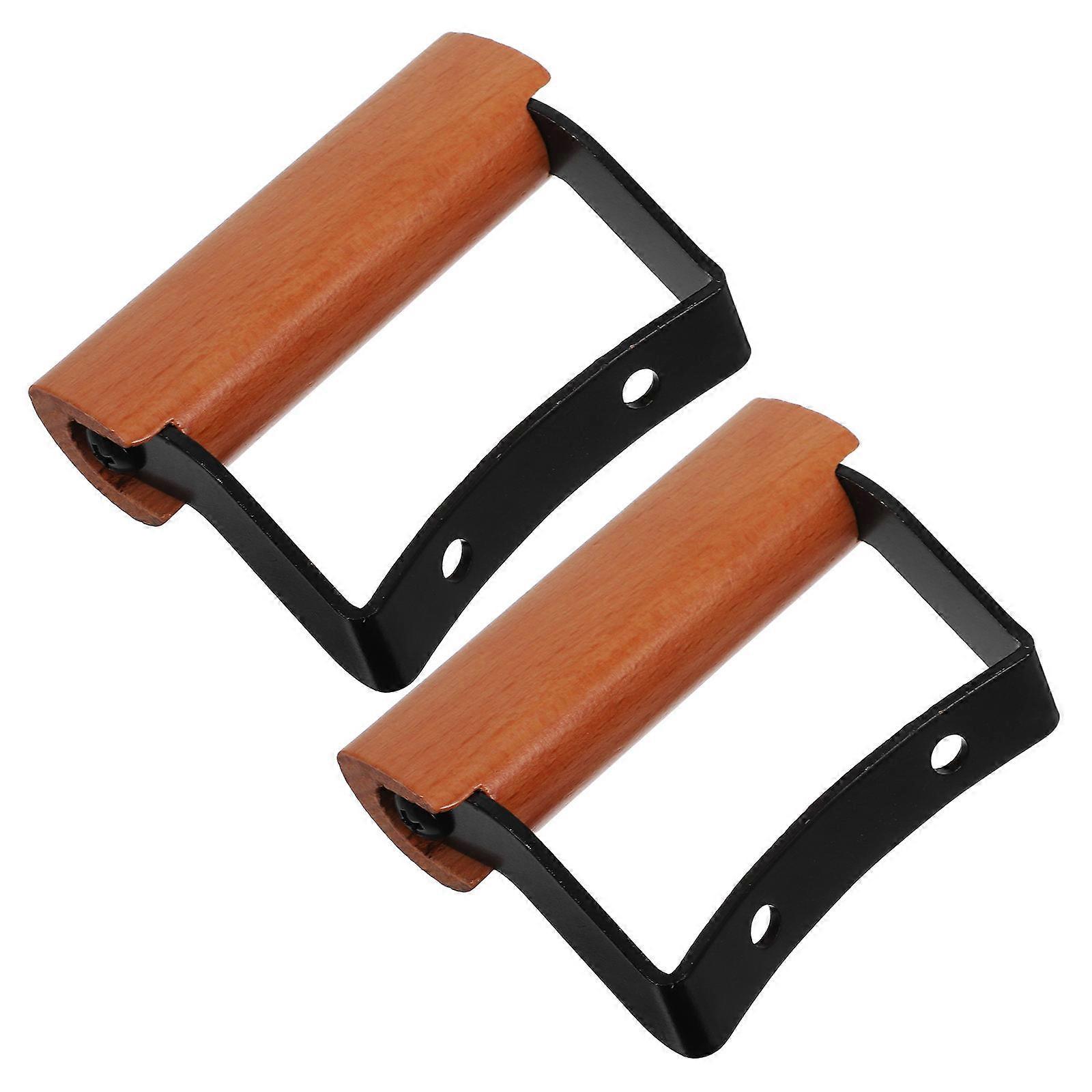 Anti Scalding Pot Handle Replacement Dual Hole Beechwood Iron Home Cooks Kitchen Use 9 00X6 80X6 00CM 2Set