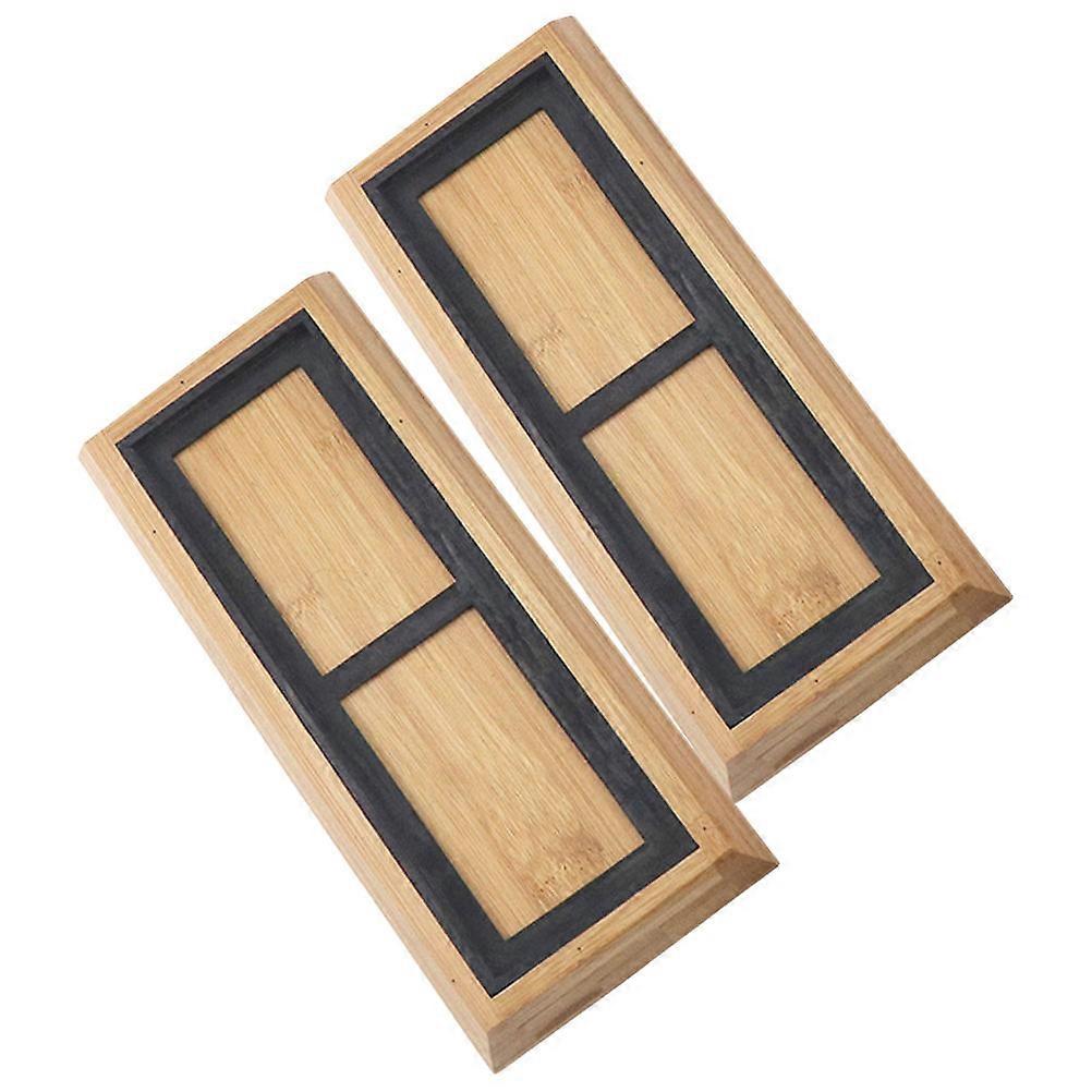 Kitchen Whetstone Base Sharpening Stone Corrector Bamboo Rubber Fixation 21.50X9.50X2.50CM 2Sets