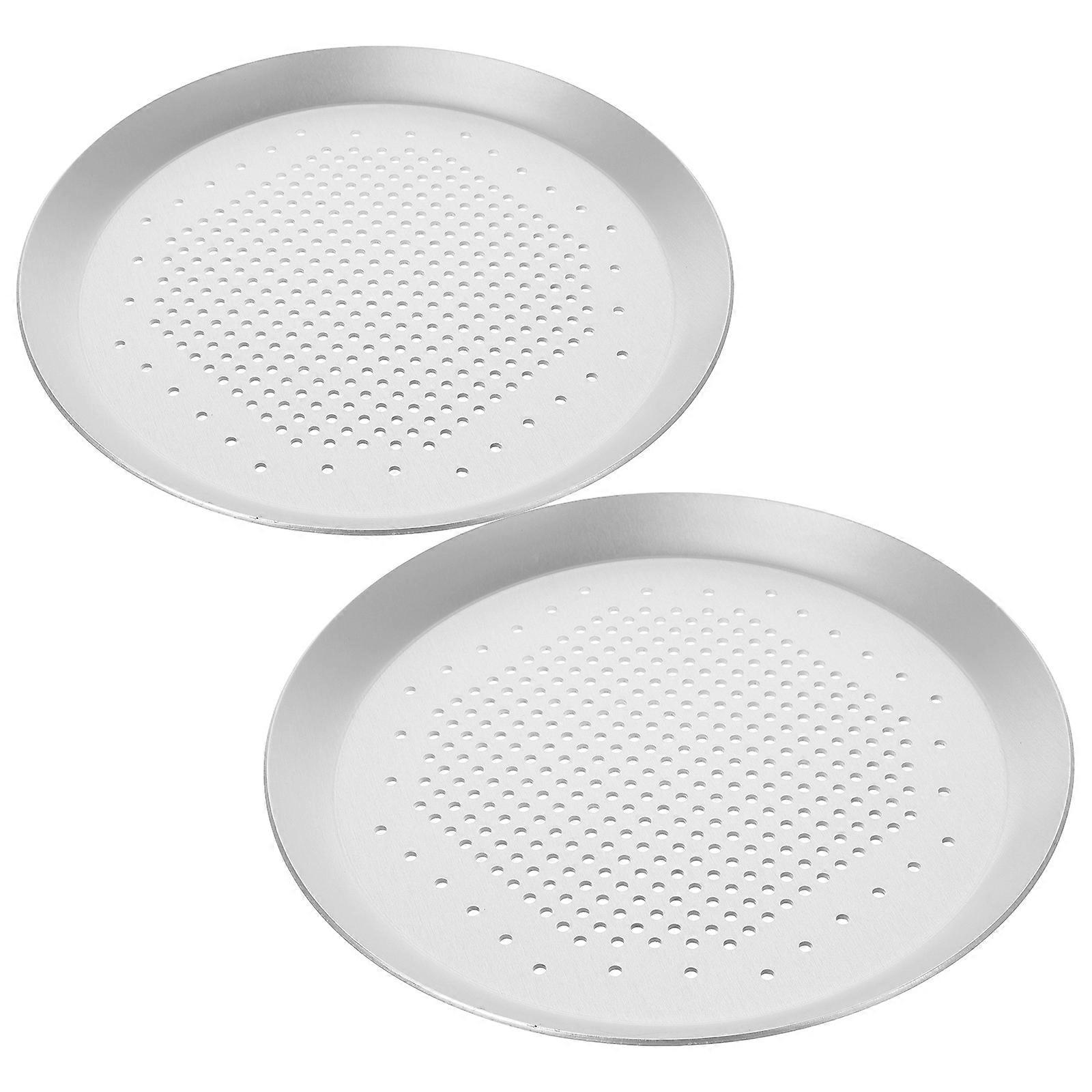 Baking Pan Set Perforated Bottom Heat Distribution Baking Needs Silver Color 19.50X16.50X1.50CM 2Pcs