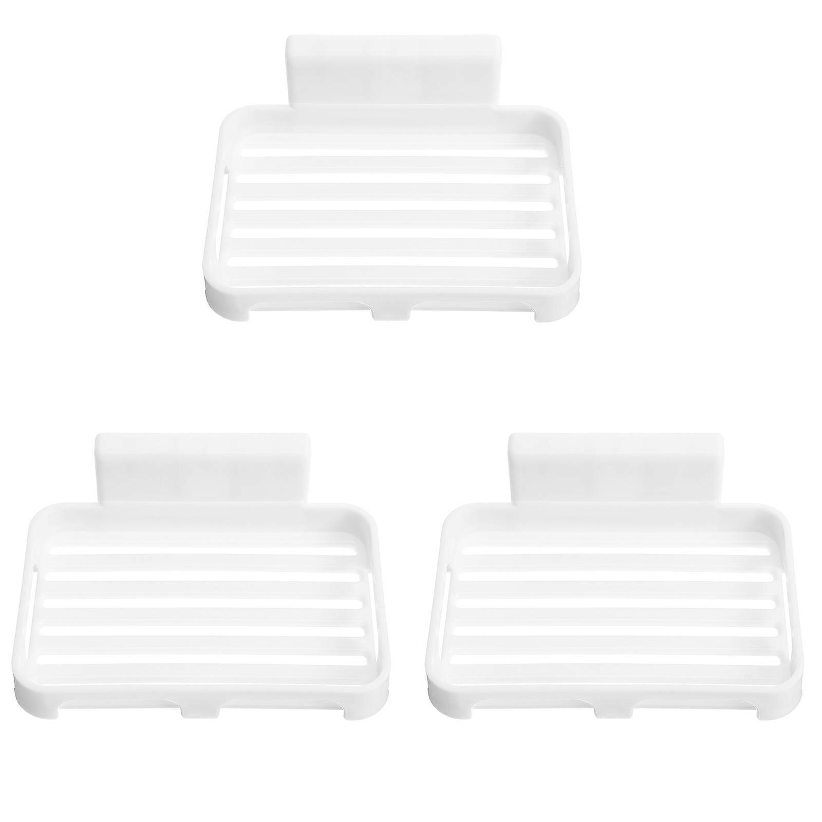 Self-Adhesive Soap Tray Multi-Layer Suction Cup Soap Holder Hoteliers Use 13X9.5X4.5CM White 3Pcs