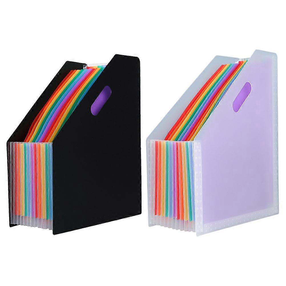 Plastic Accordion File Folder Storage Holder Simple Style Office Use 2Pcs