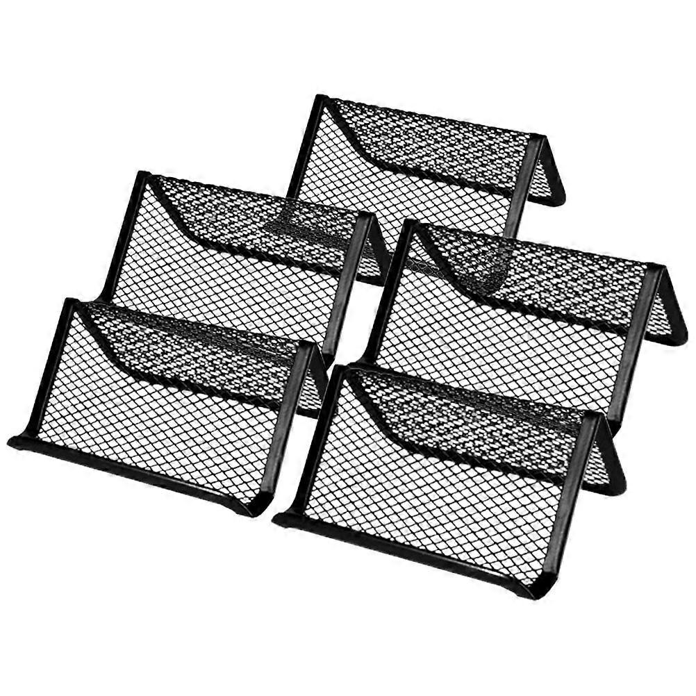 Desktop Business Card Holders Metal Mesh Business Cards Storage Racks Store Black 10.50X7.50X4.50CM Mobile Phone Storage 5Pcs