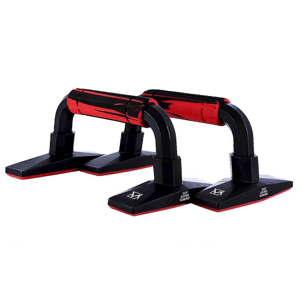 H-Shaped Upper-Body Training Device For Arm Strength And Abs, Red, Non-Slip Base, 1 Pair