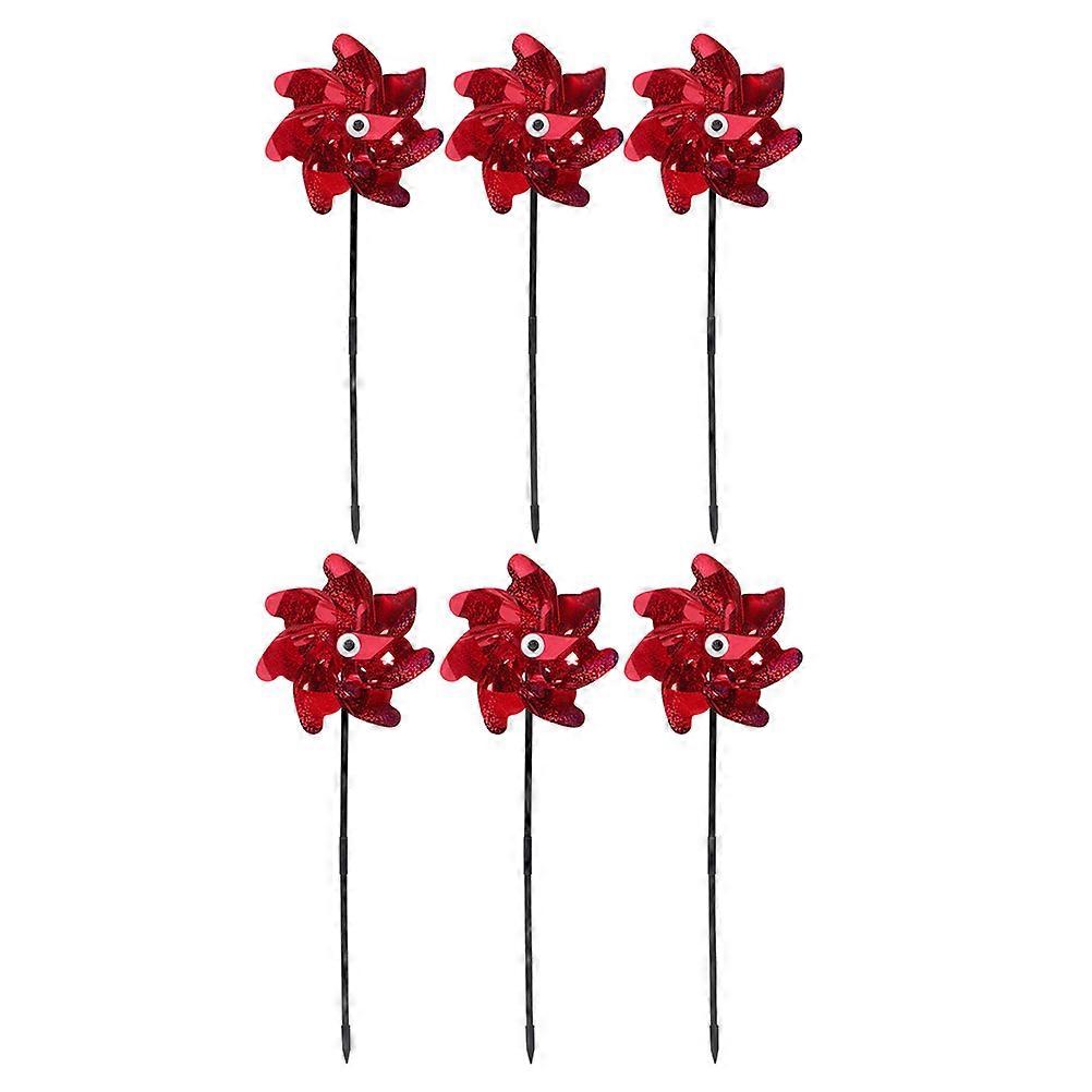 Pinwheels For Yard And Garden Windmill Toy Decorative Shrubbery Red 50.00X18.00X8.00CM 6Pcs