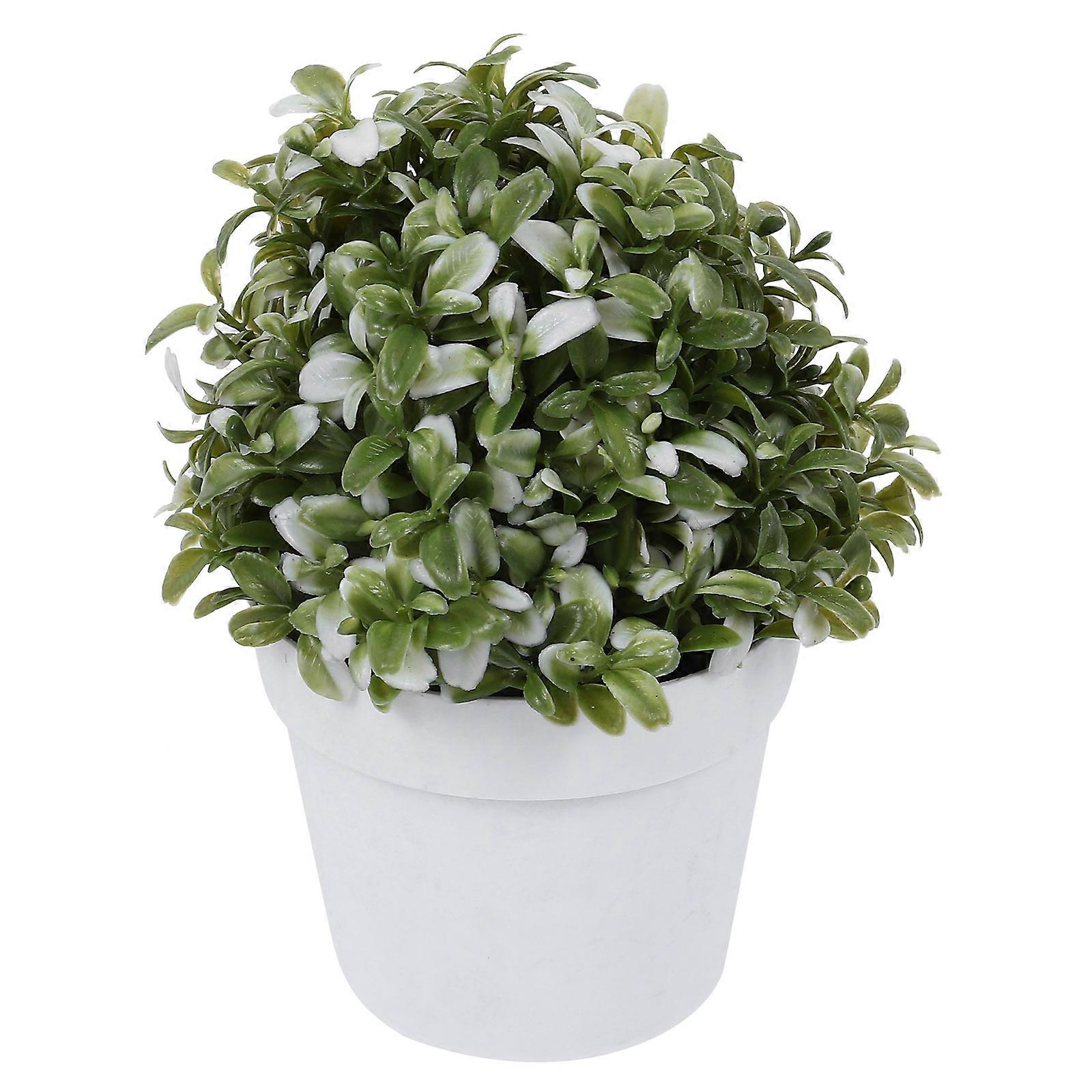 Small Potted Plants with Realistic Faux Green Leaves for Home Decoration Plastic 4 Inches