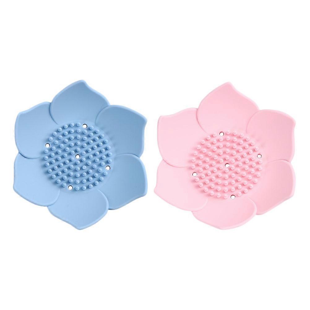 Silicone Soap Dish with Draining Design Non Slip Soap Holder for Bathroom, Kitchen, and Shower Easy to Clean Smooth Surface Includes 2pcs Pink and