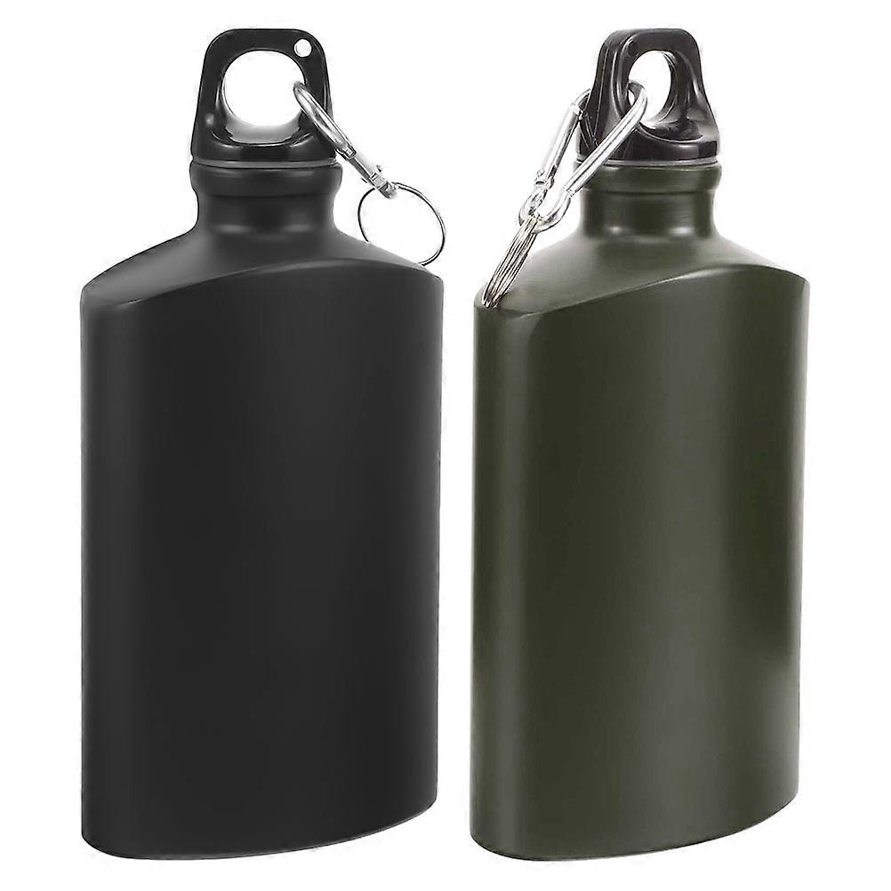 Portable Lightweight Aluminum Alloy Water Bottle with Leakproof Design for Hiking, Camping, and Outdoor Hydration – Durable Flat Canteen with Hook