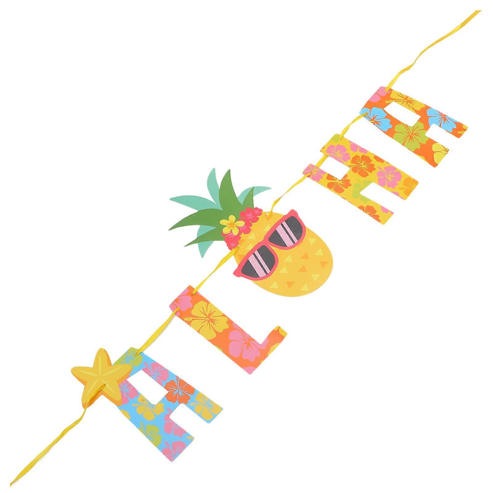 Hawaiian Banner Party Decoration Garland Banner Star Shape Assorted Color For Beach Party 1Set