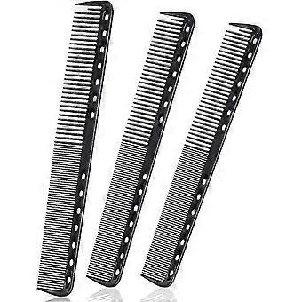 3 pieces Fine Cutting Comb, Resin Heat-Resistant Hair Comb (Black)