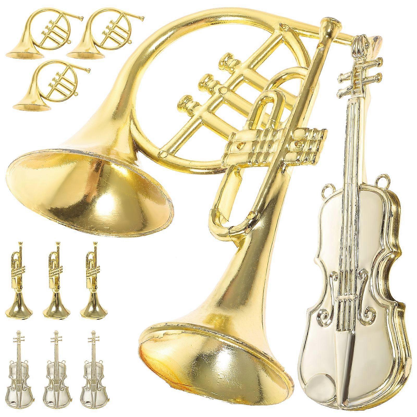 12pcs Toy Musical Instruments Christmas Tree Hanging Decorations Miniature Instruments Model