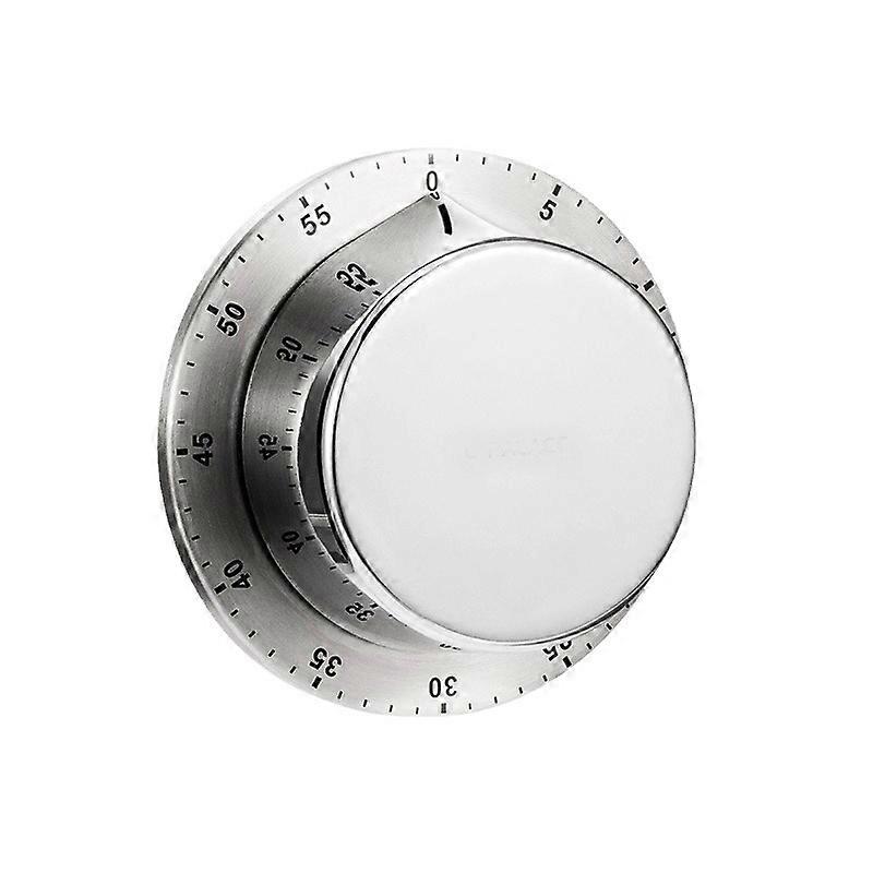 Kitchen Timer, Clear Scale Magnetic Suction Loud Ringtone Mechanical Alarm Rotating Inner Core Mechanical Timer Stainless Steel Cooking Timer (Silver